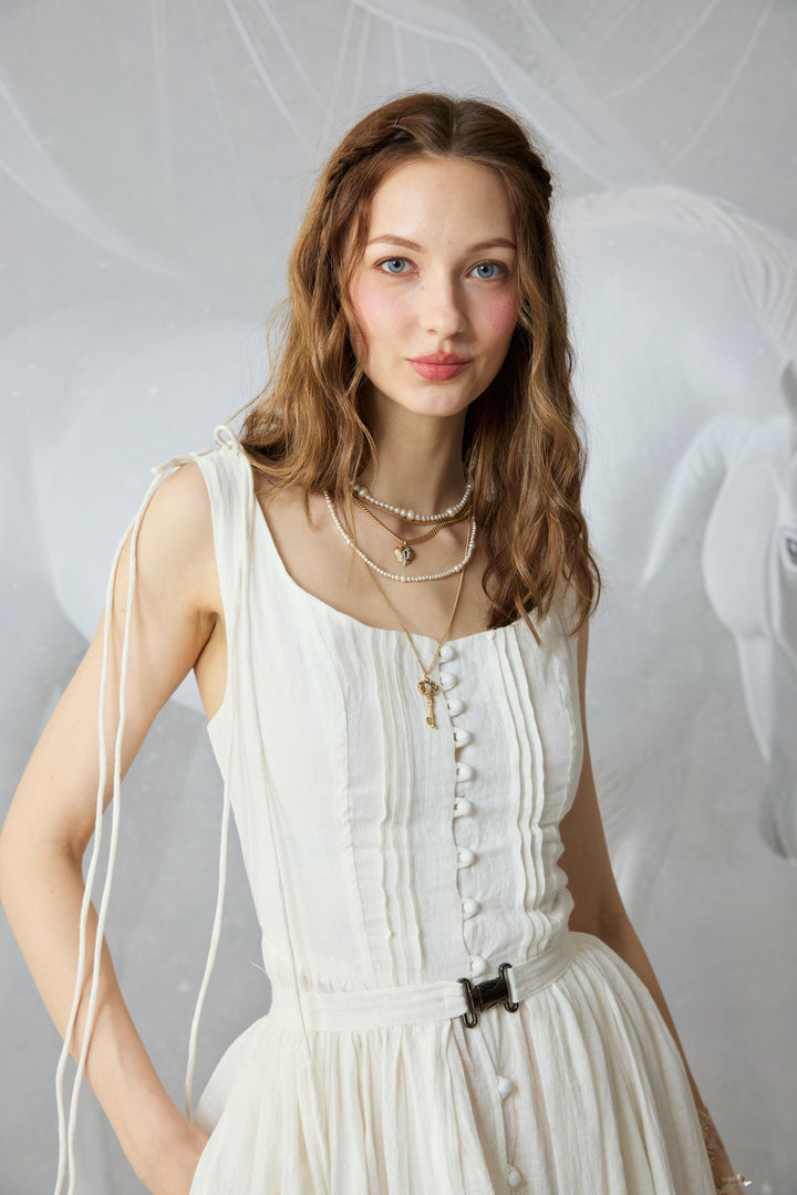 Wearable Poetry 17 | Ruffled linen dress & skirt （2 pieces)