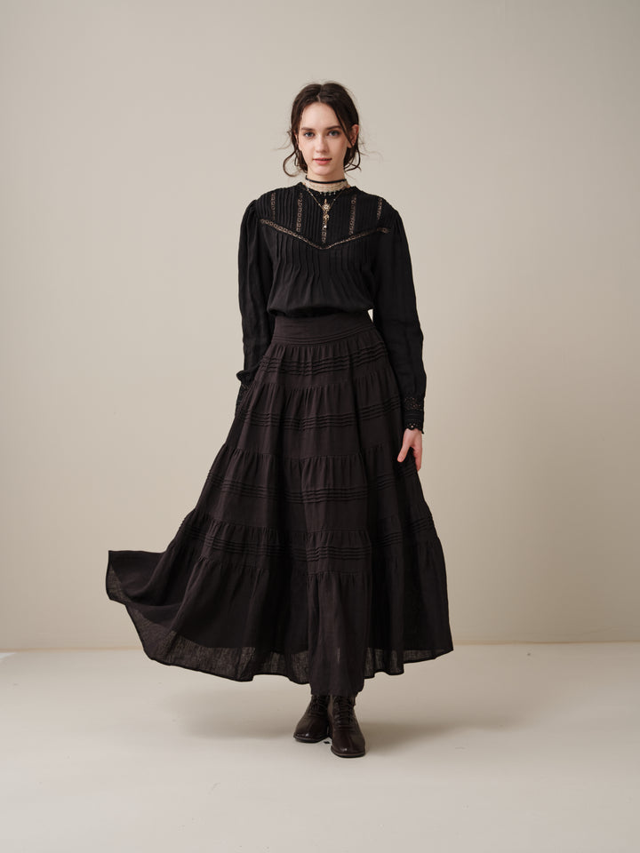Alice 12 |  Pintuck Linen Maxi Skirt