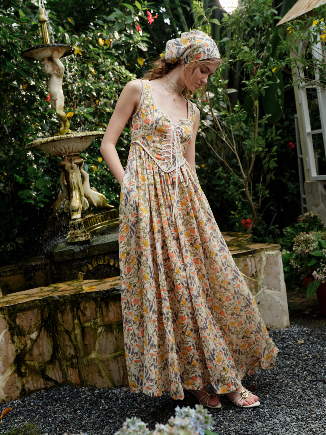Anis 23 | Lace-up Jacquard Linen Corset Dress