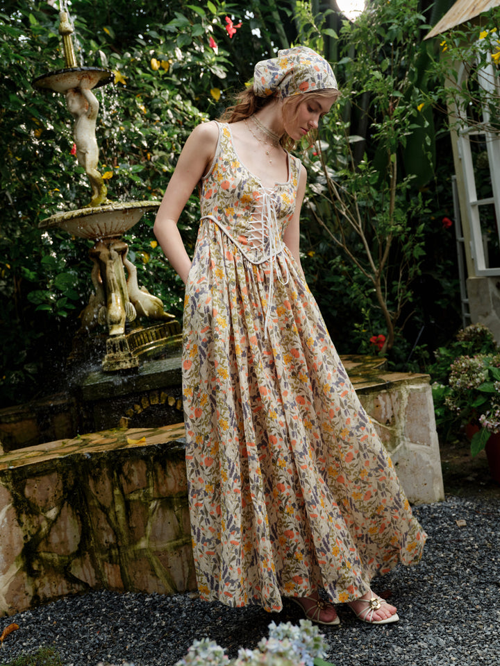 Anis 23 | Lace-up Jacquard Linen Corset Dress