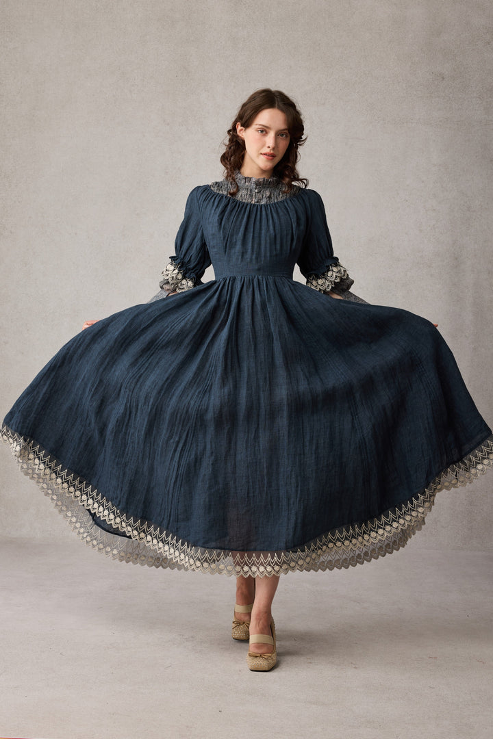 Elowen 27 | Lace Linen dress gown ( 2 way to wear )