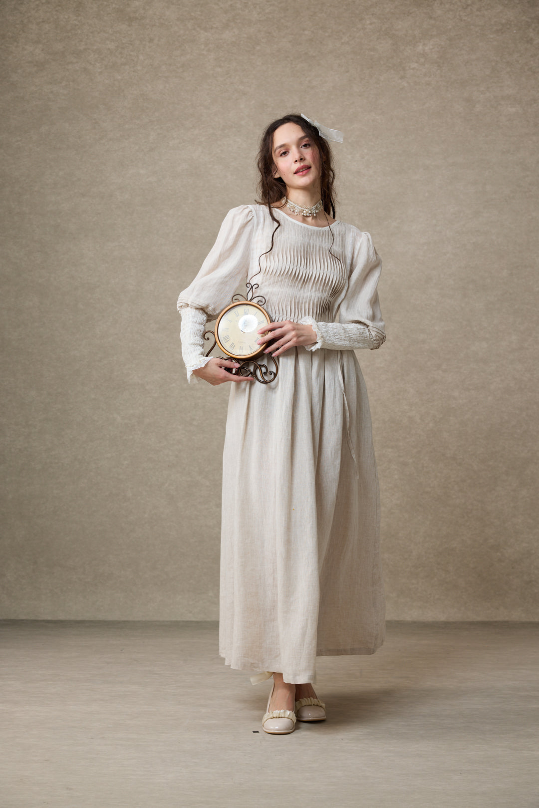 Eliana 15 | Pintucked Patchwork Linen Dress