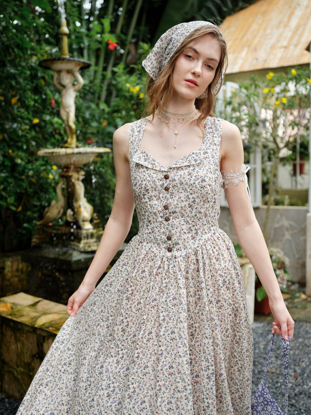 cream dress summer Sunlit Meadow Cream Floral Midi Dress | Trendy Women's Dress