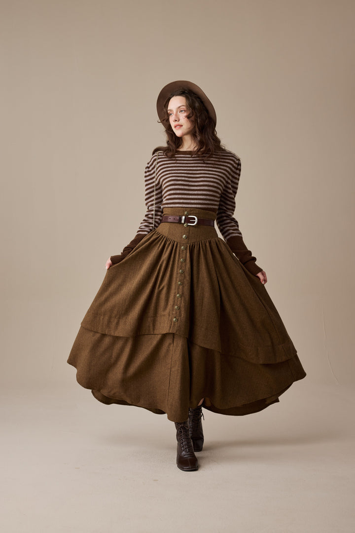 Christina 19 |Retro Layered Wool Skirt
