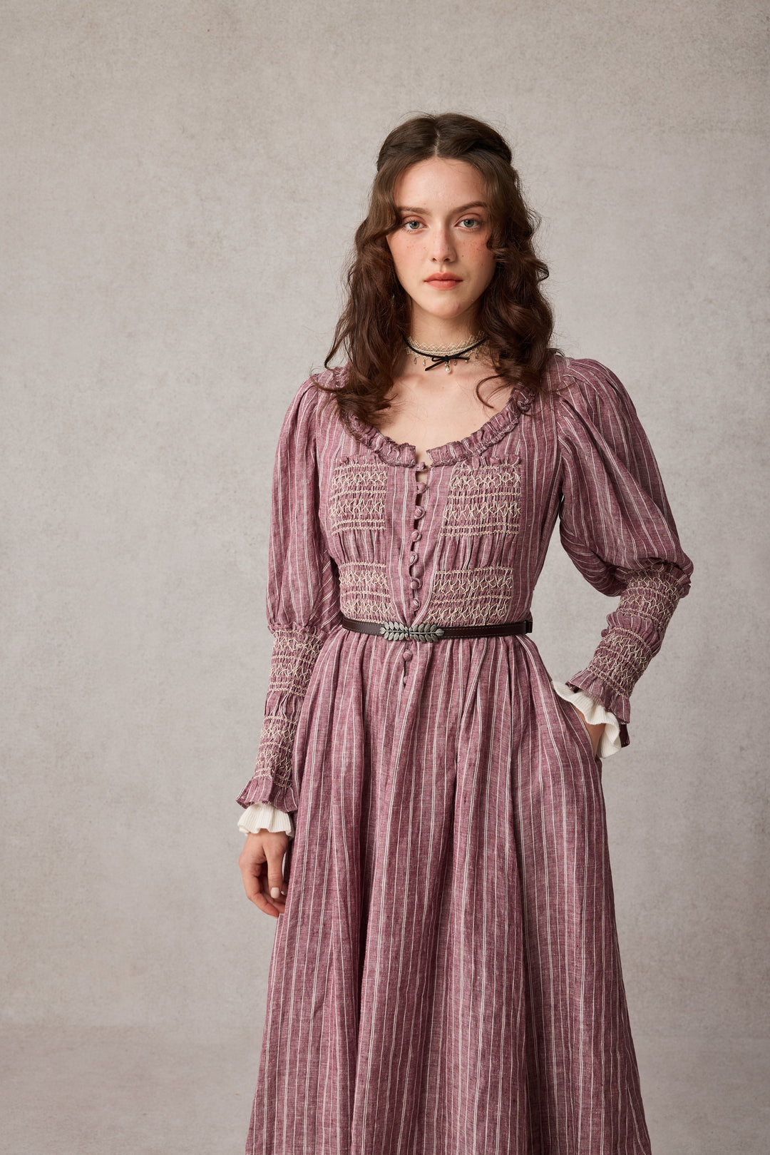 Jasmine 21 |smocking linen dress