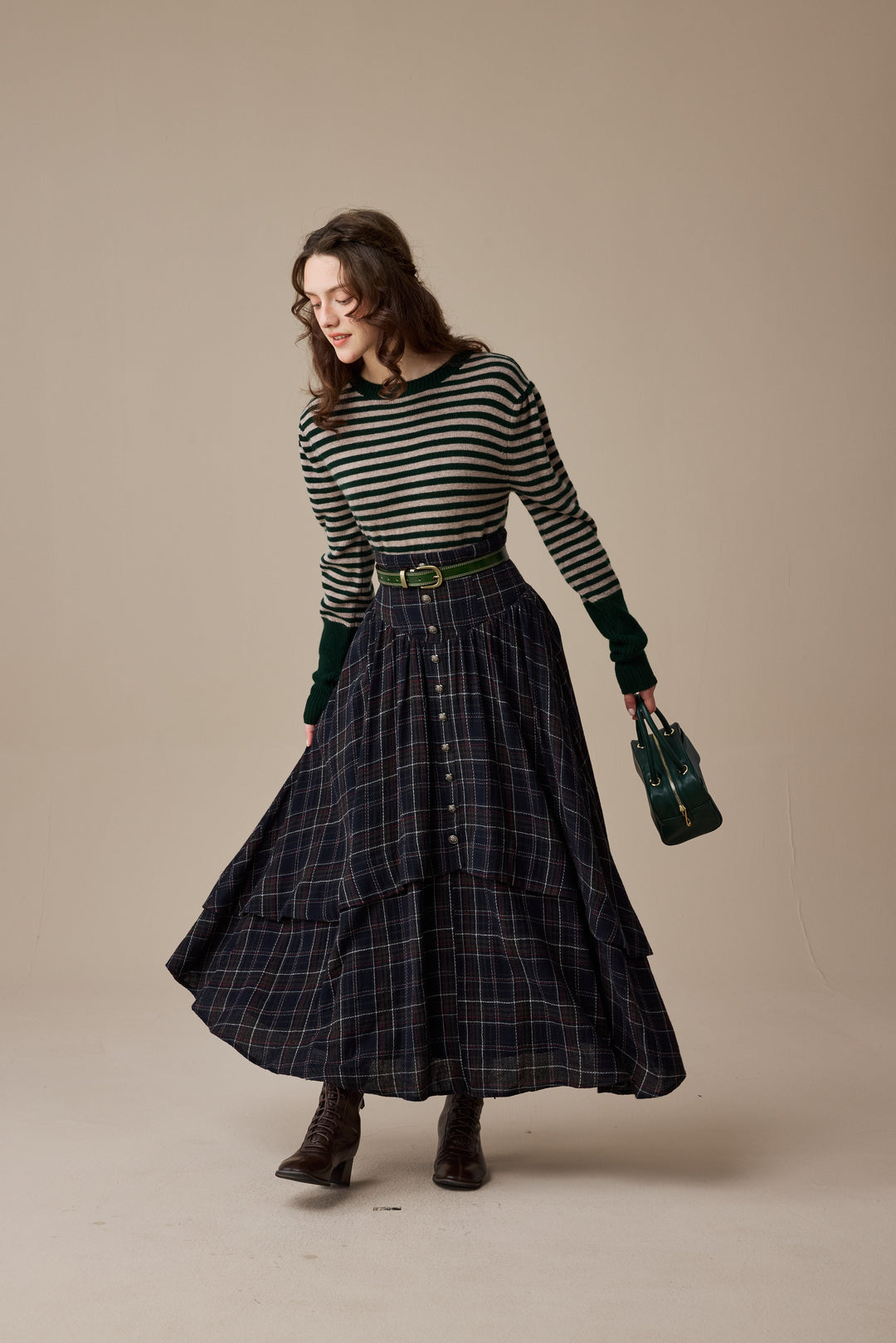 Christina 19 |Retro Layered Wool Skirt