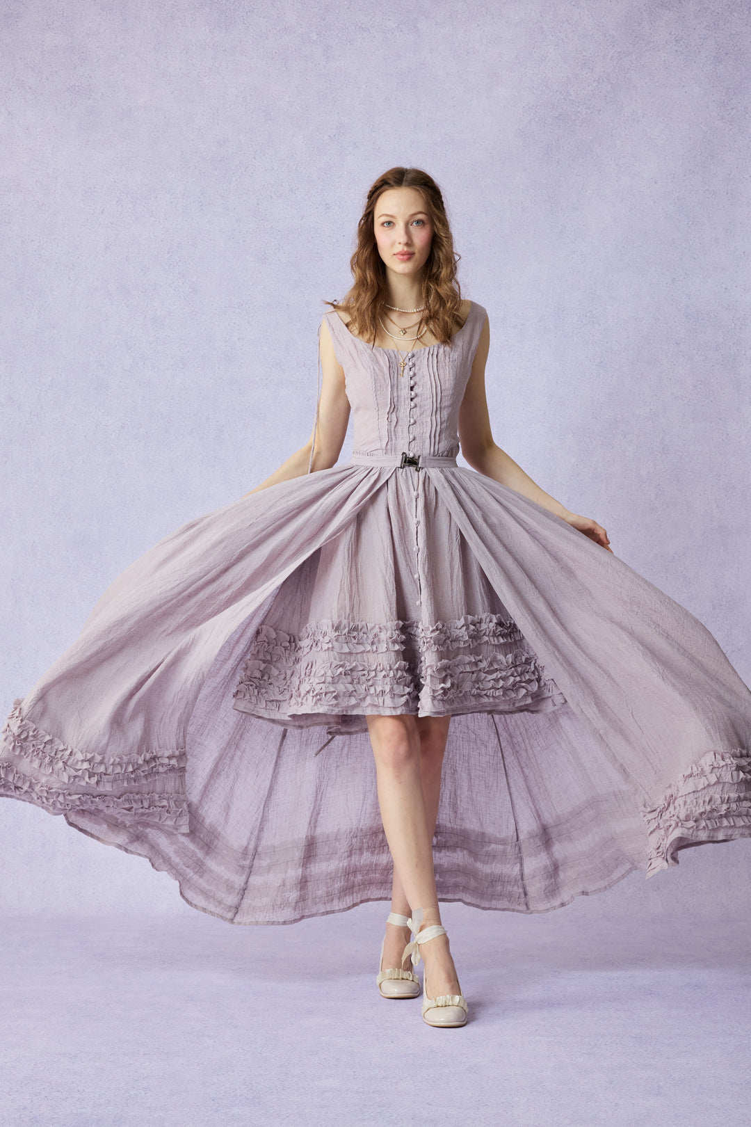 Wearable Poetry 17 | Ruffled linen dress & skirt （2 pieces)