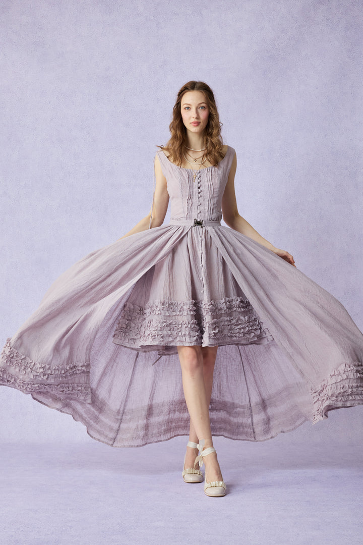 Wearable Poetry 17 | Ruffled linen dress & skirt （2 pieces)