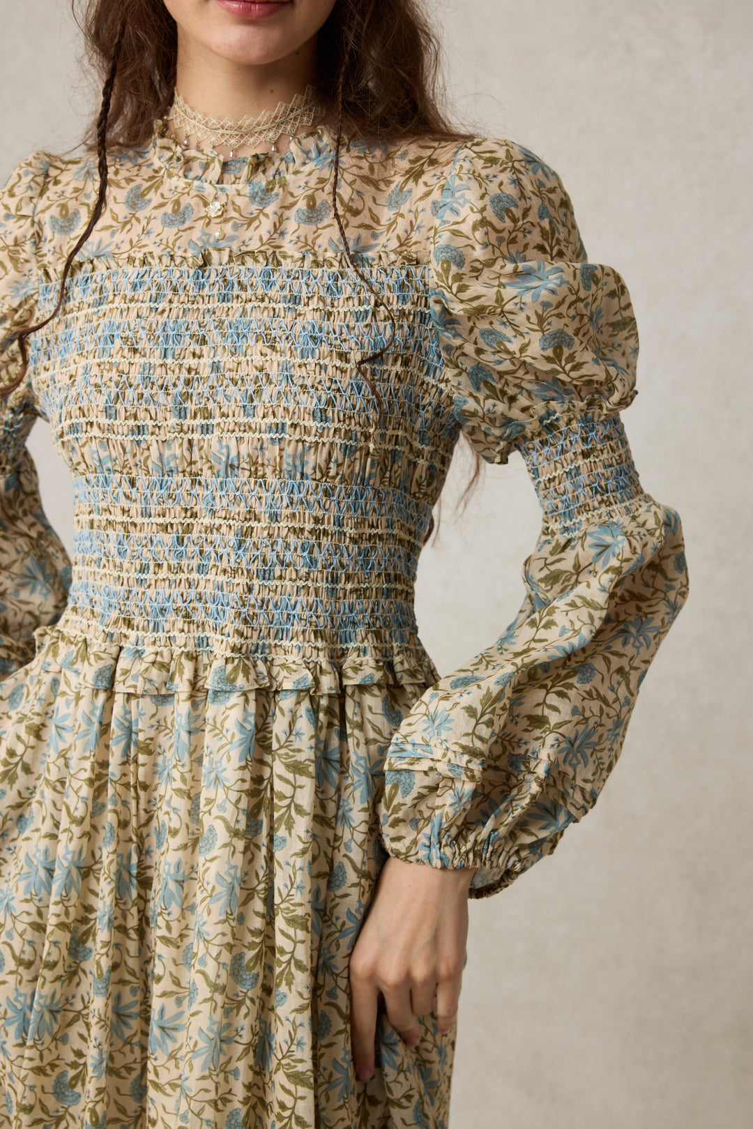 Jane 33 |Edward Smocking Linen Dress Chemise