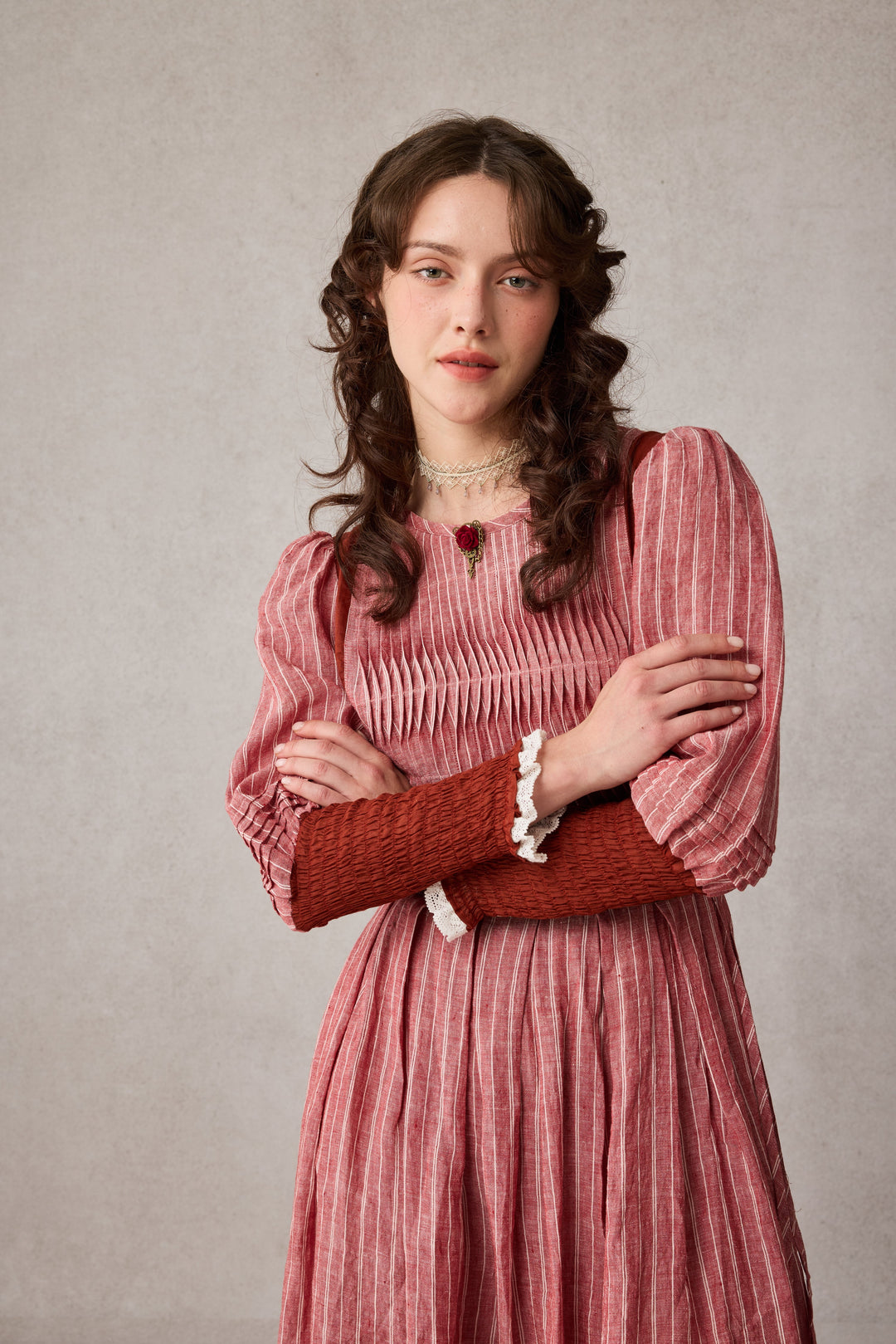 Eliana 15 | Pintucked Patchwork Linen Dress