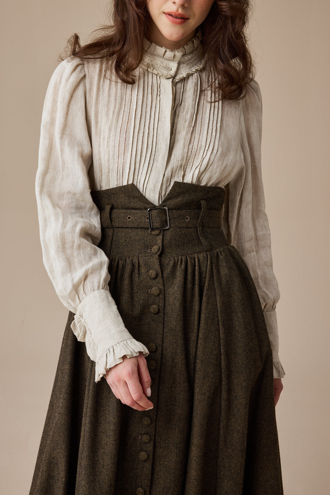 Bette 28 | Retro Belted Wool Skirt