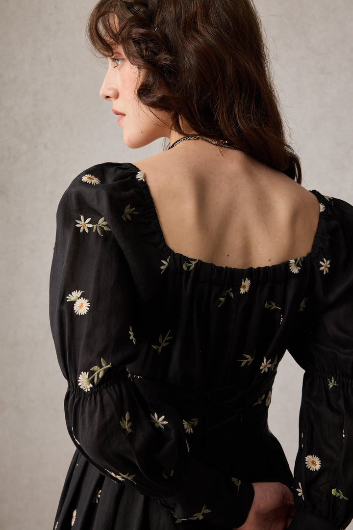 Phoenix 24 | Embroidery Daisy Linen Dress