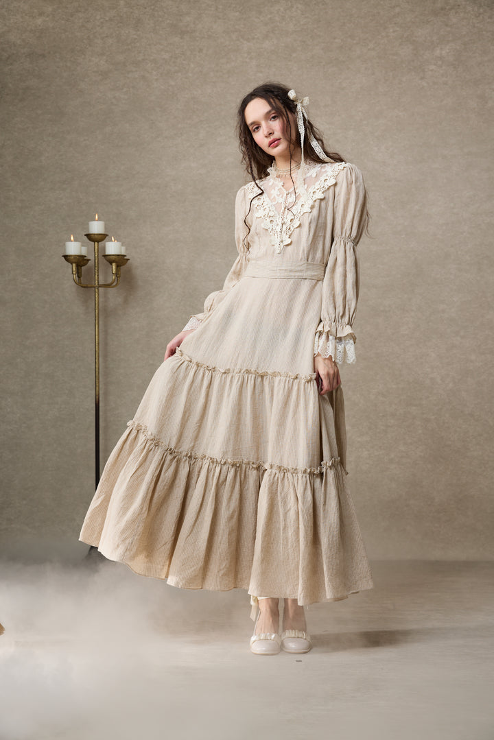 Leona 21 | Lace Maxi Linen Dress