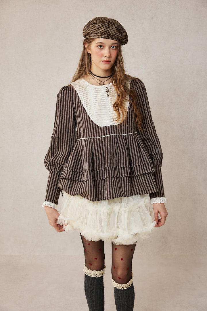 Lydia 18 | Linen Pintucked Puff Sleeve Blouse