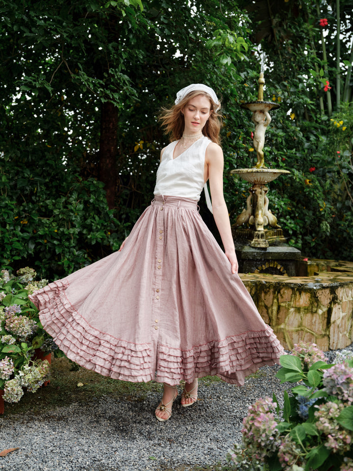 Dorothy 27 | Ruffled maxi linen skirt