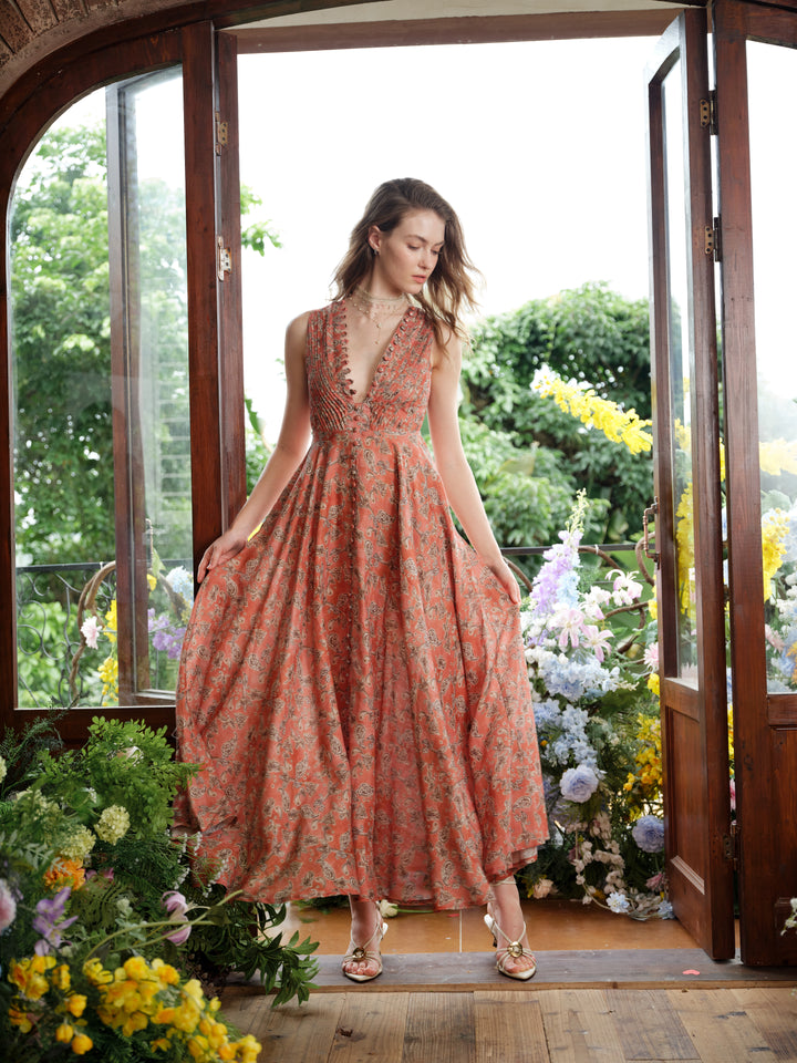 Rebecca 18 | Pleated Maxi Linen Dress