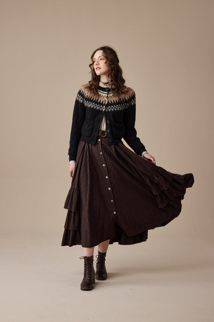 Kaite 18 |ruffled maxi wool skirt