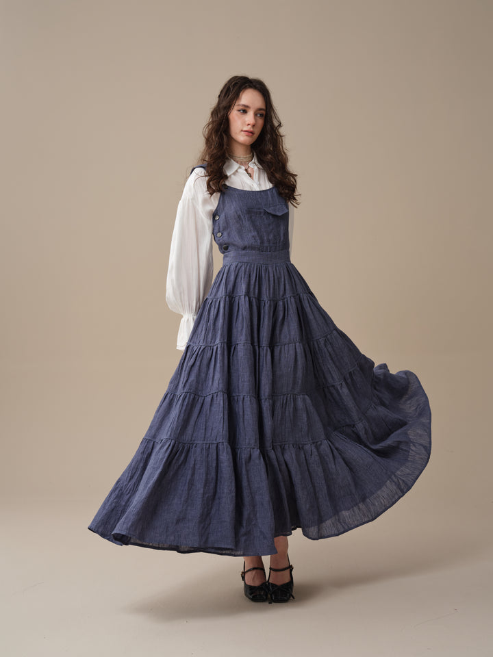 Heather 12 | Linen Apron Maxi Dress