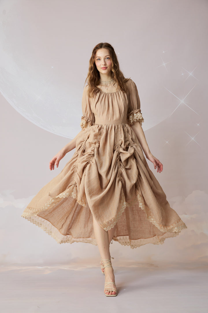 Elowen 27 | Lace Linen dress gown ( 2 way to wear )