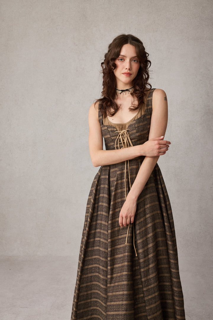 Alisa 25 | lace up linen dress