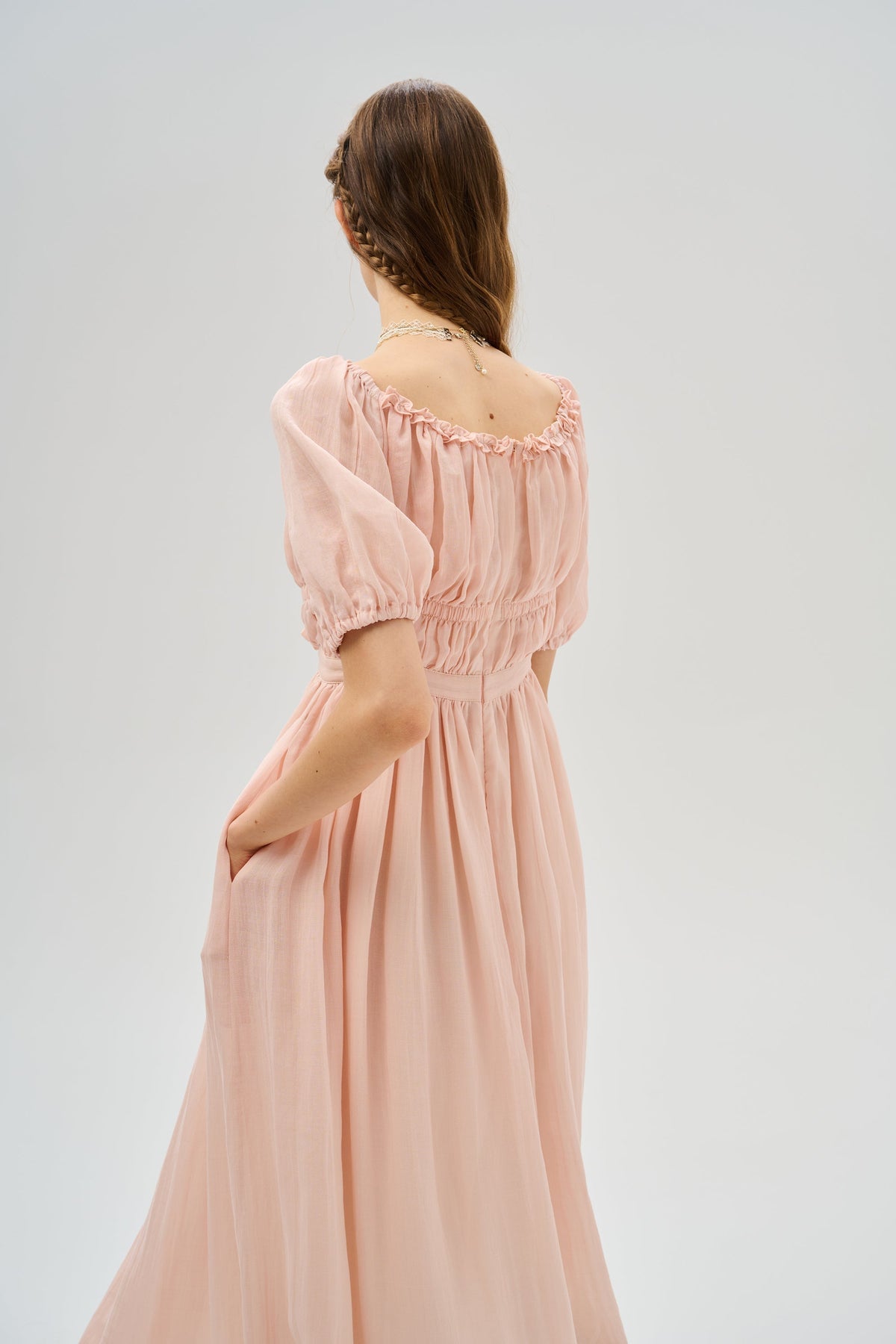 Yasmin Leaf linen  Maxi Dress