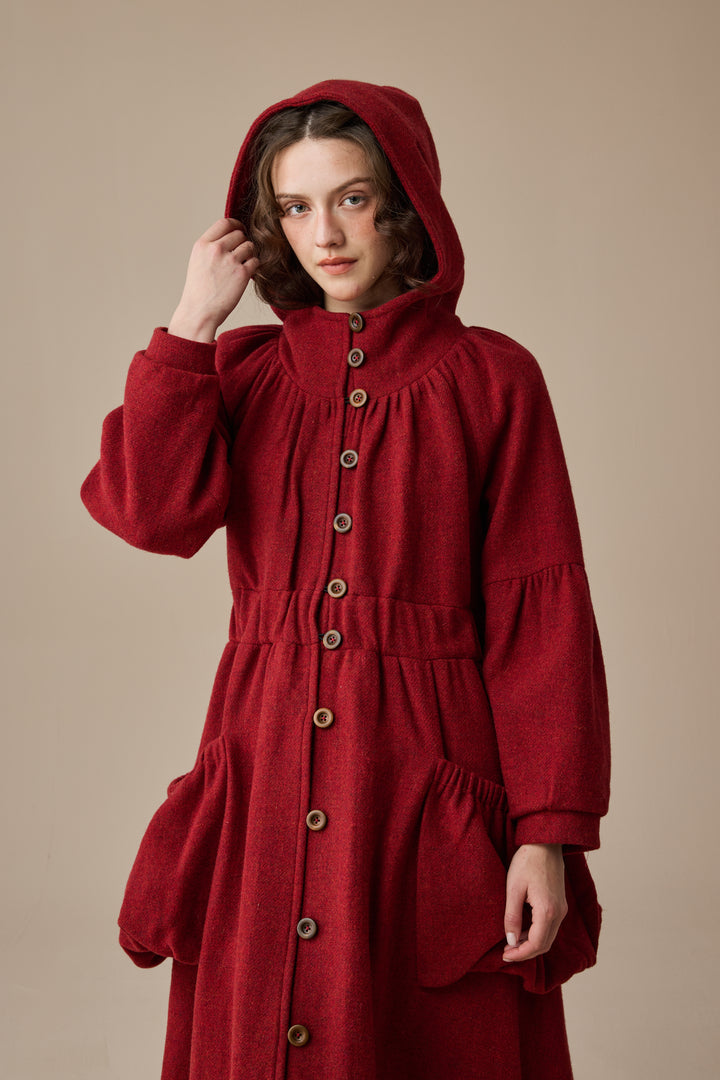 Melissa 28 |100% Wool Hooded Coat