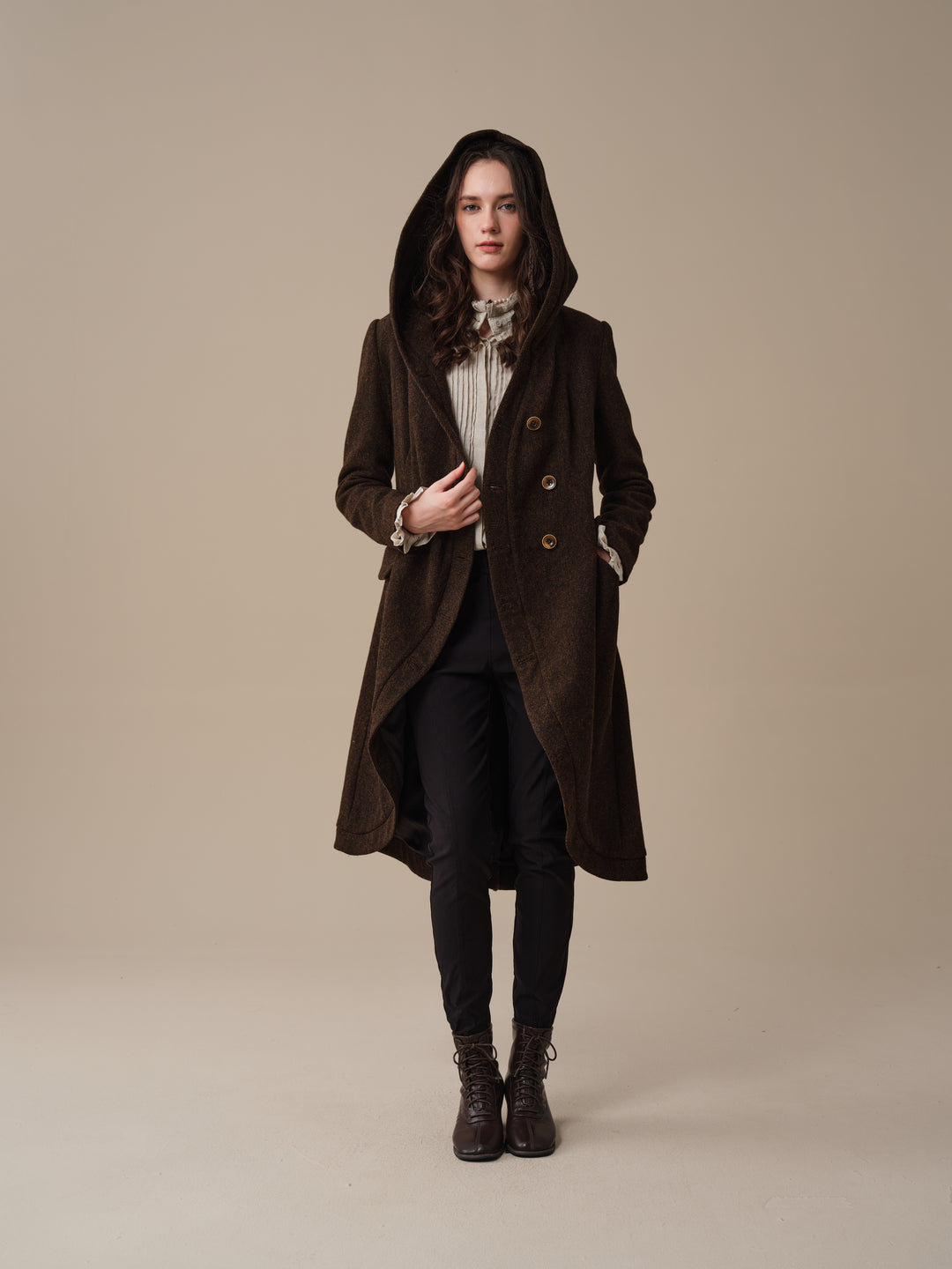 Augusta 02 | Tailored Hooded  100% Wool Coat