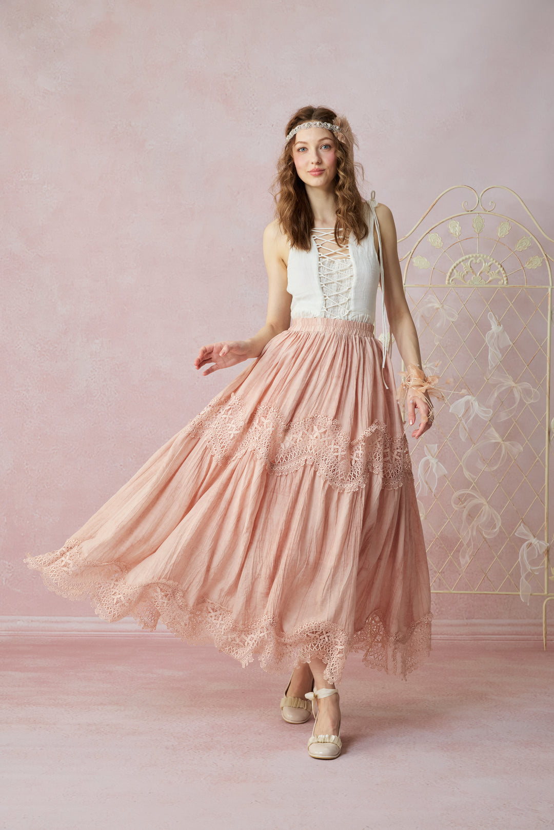 Moonstone 22 |Lace linen Maxi skirt