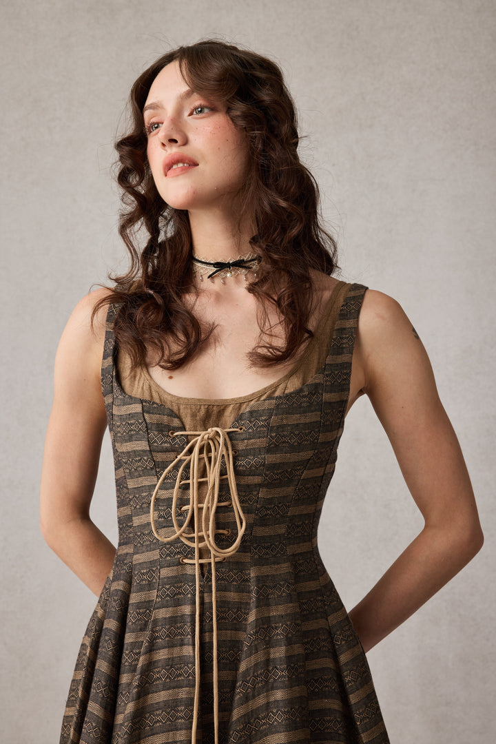Alisa 25 | lace up linen dress
