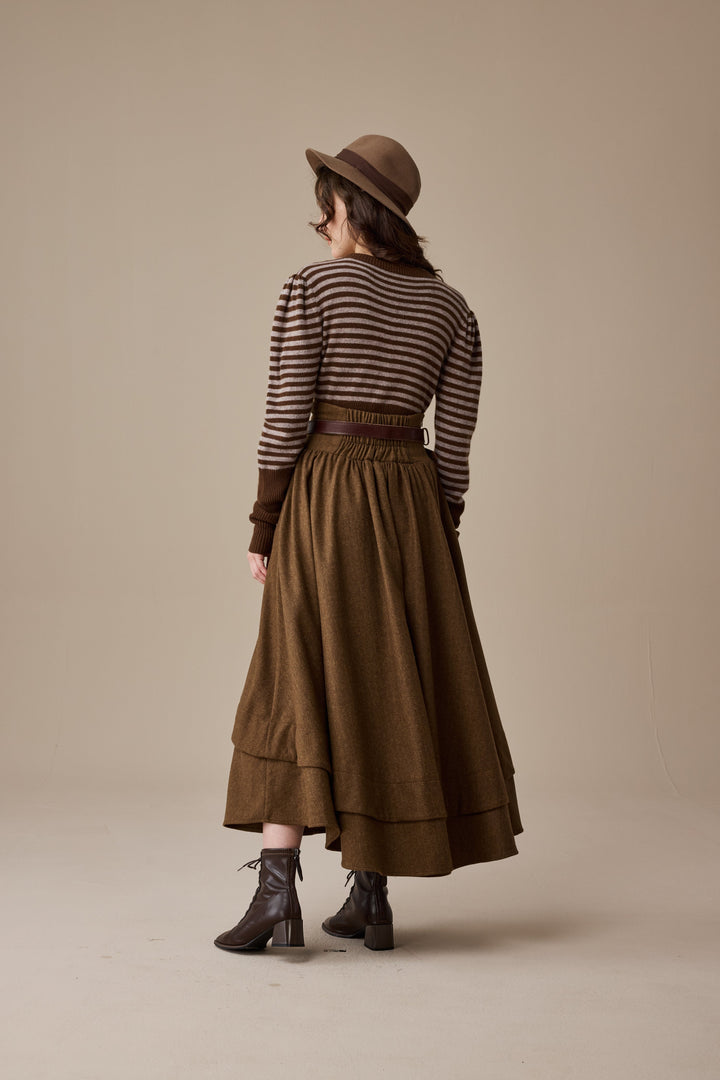 Christina 19 |Retro Layered Wool Skirt