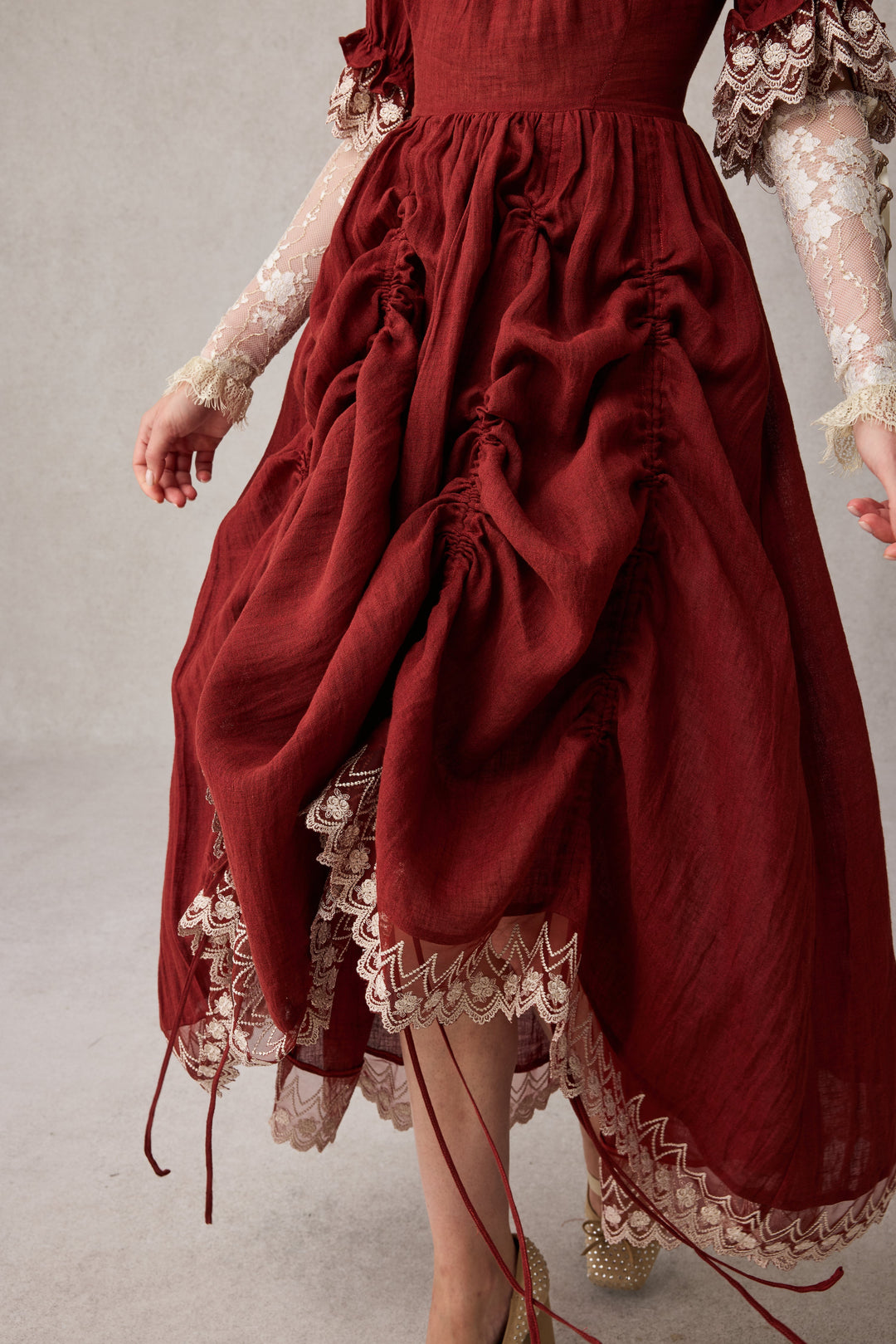 Elowen 27 | Lace Linen dress gown ( 2 way to wear )