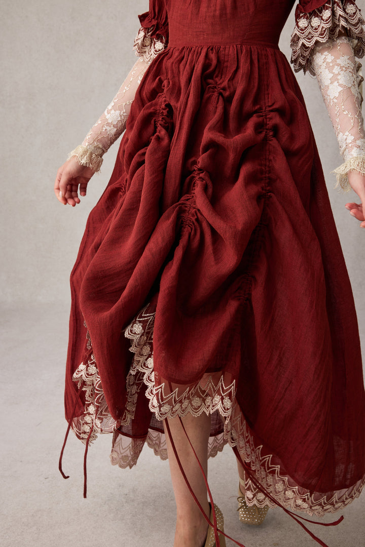 Elowen 27 | Lace Linen dress gown ( 2 way to wear )