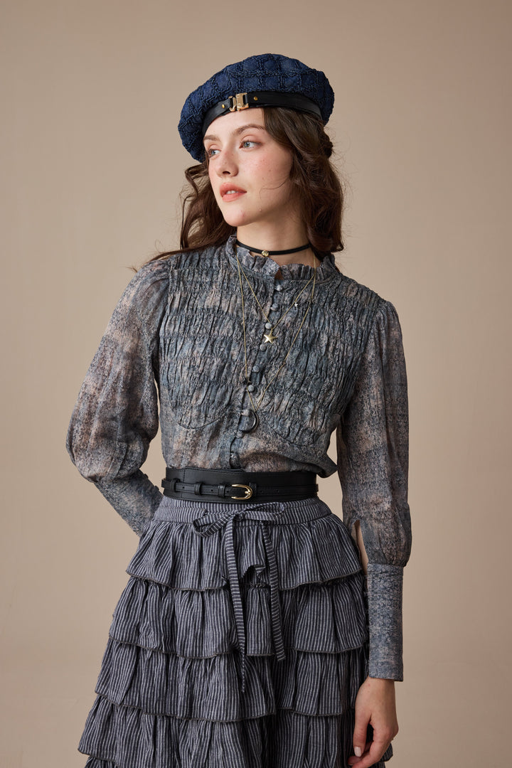 Ischia 14 | Layered petal linen skirt