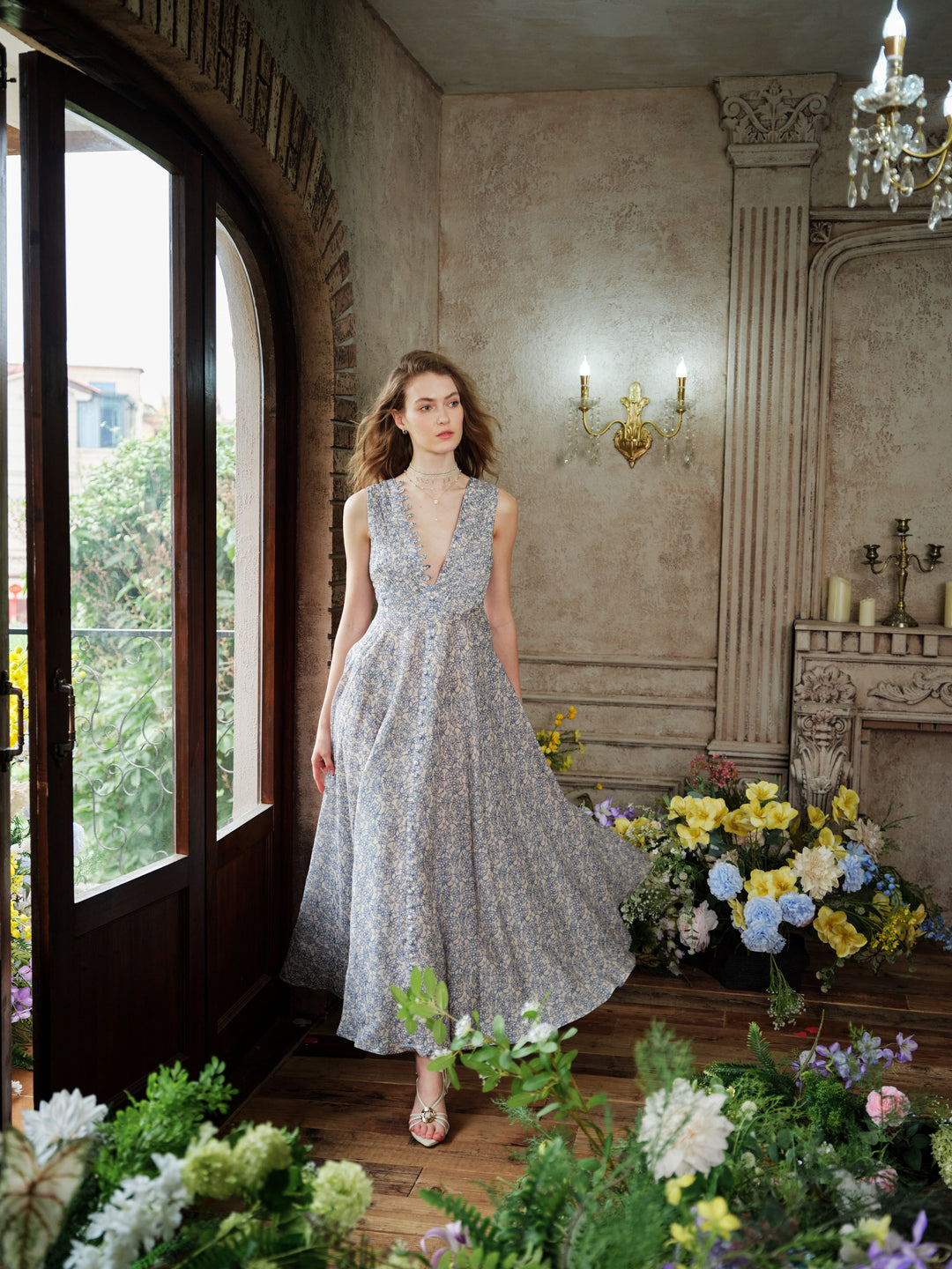Rebecca 18 | Pleated Maxi Linen Dress