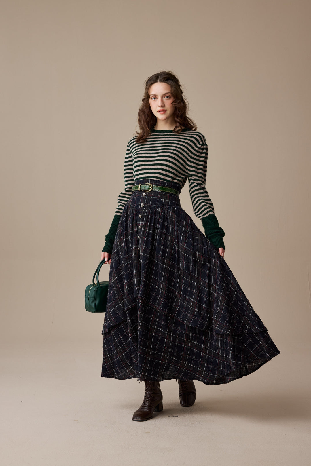 Christina 19 |Retro Layered Wool Skirt