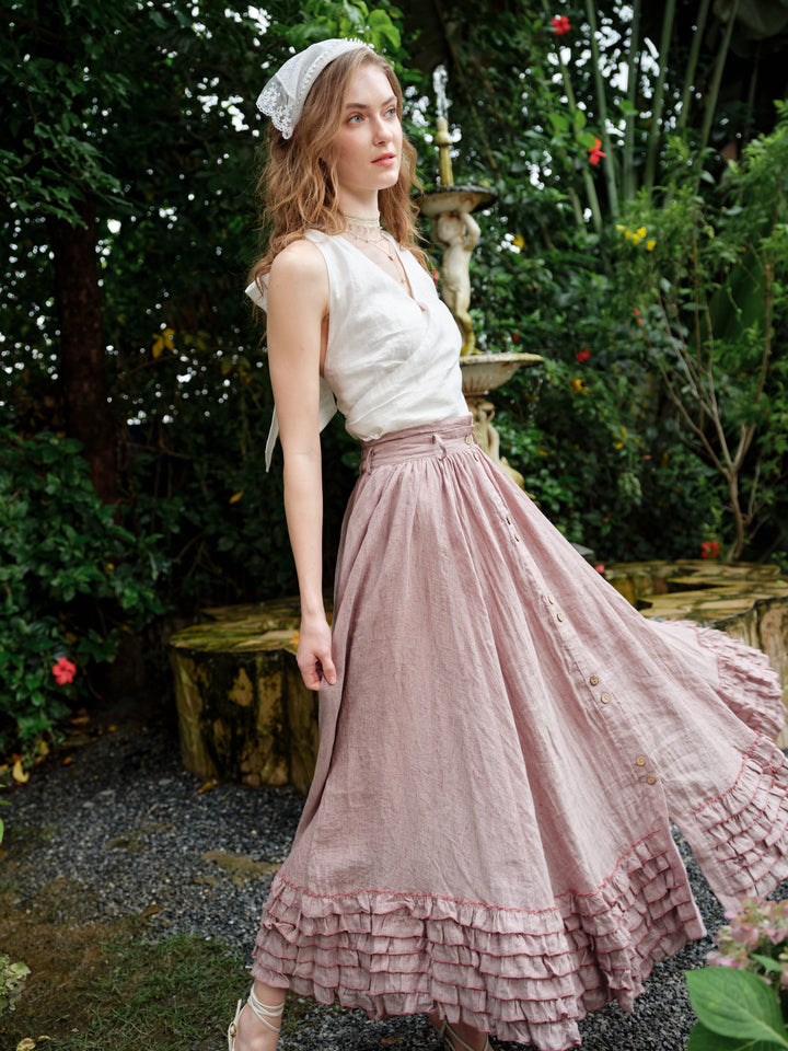Dorothy 27 | Ruffled maxi linen skirt