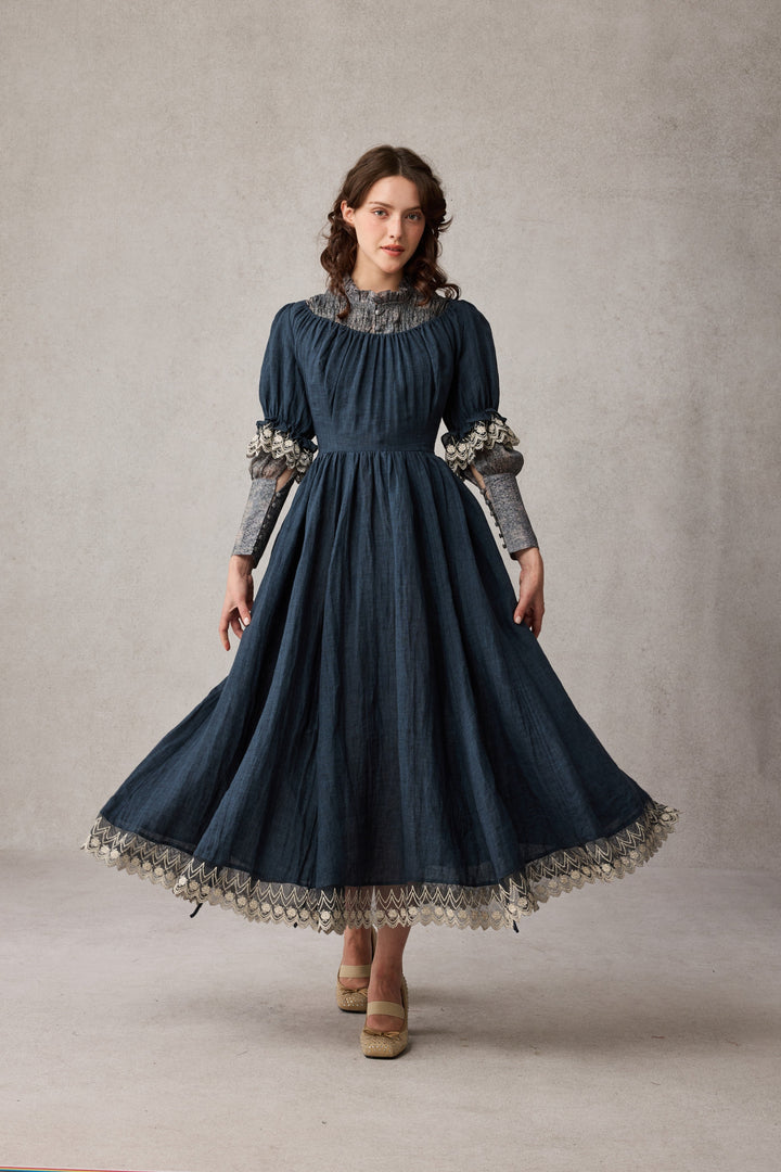 Elowen 27 | Lace Linen dress gown ( 2 way to wear )