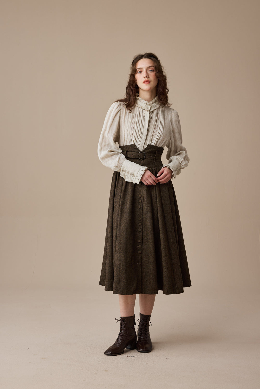 Bette 28 | Retro Belted Wool Skirt