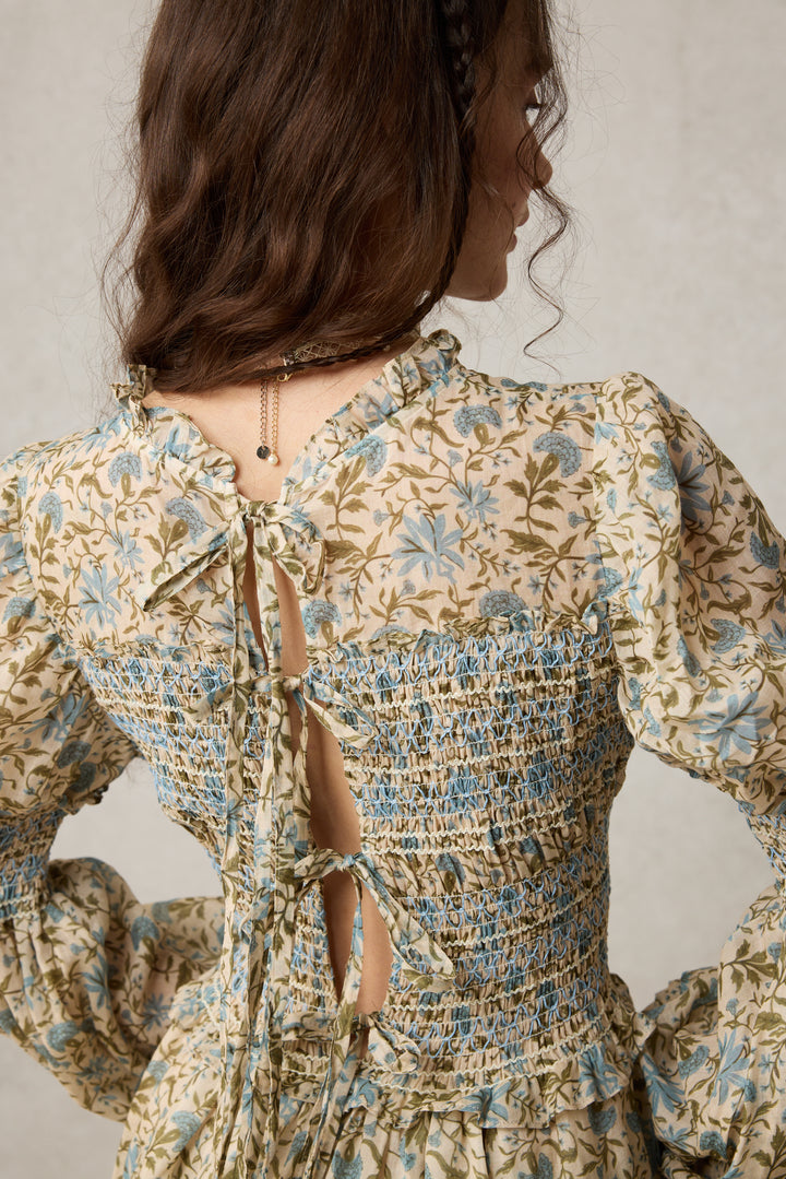 Jane 33 |Edward Smocking Linen Dress Chemise