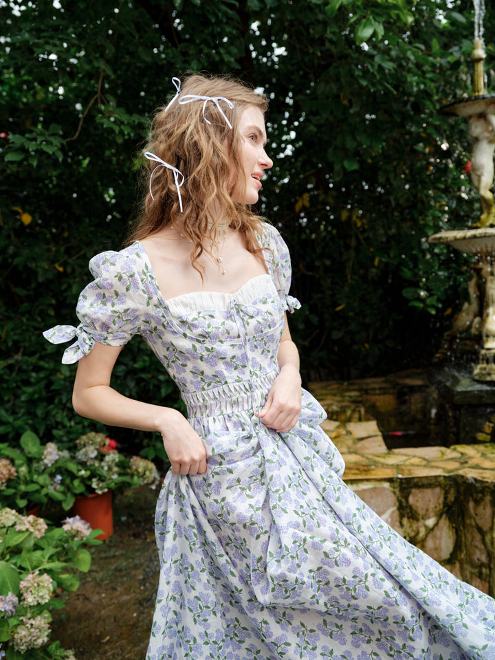Hydrangea 27 | Corset Floral Linen Dress