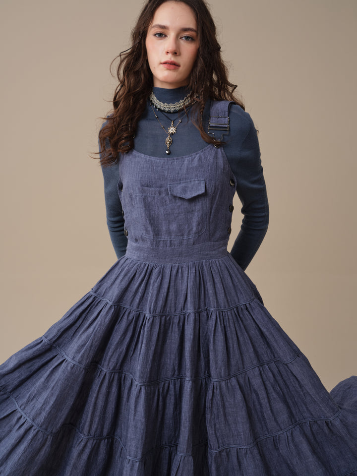 Heather 12 | Linen Apron Maxi Dress