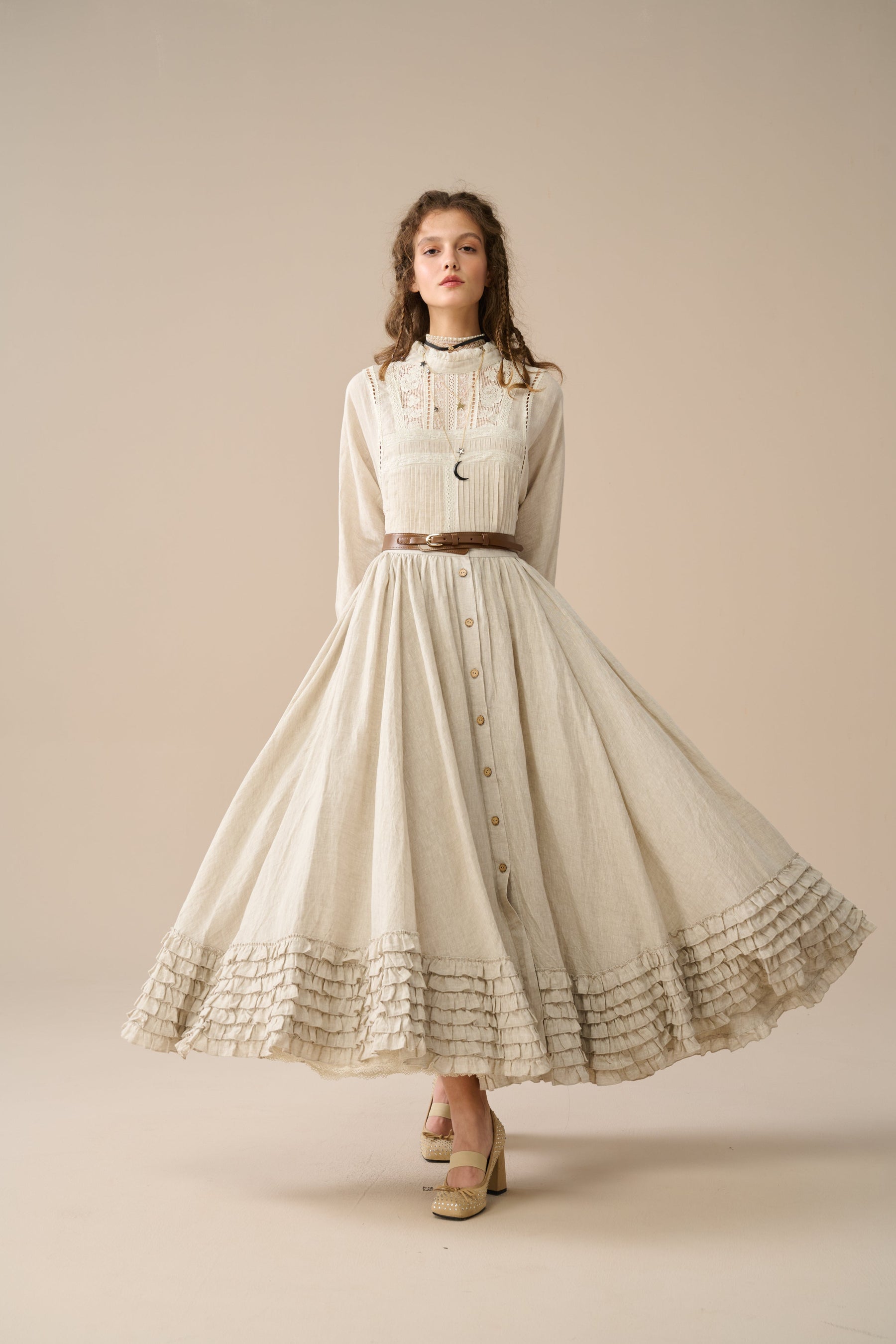 Tina Stephens Maureen Diagonal High Low Linen Skirt SS104