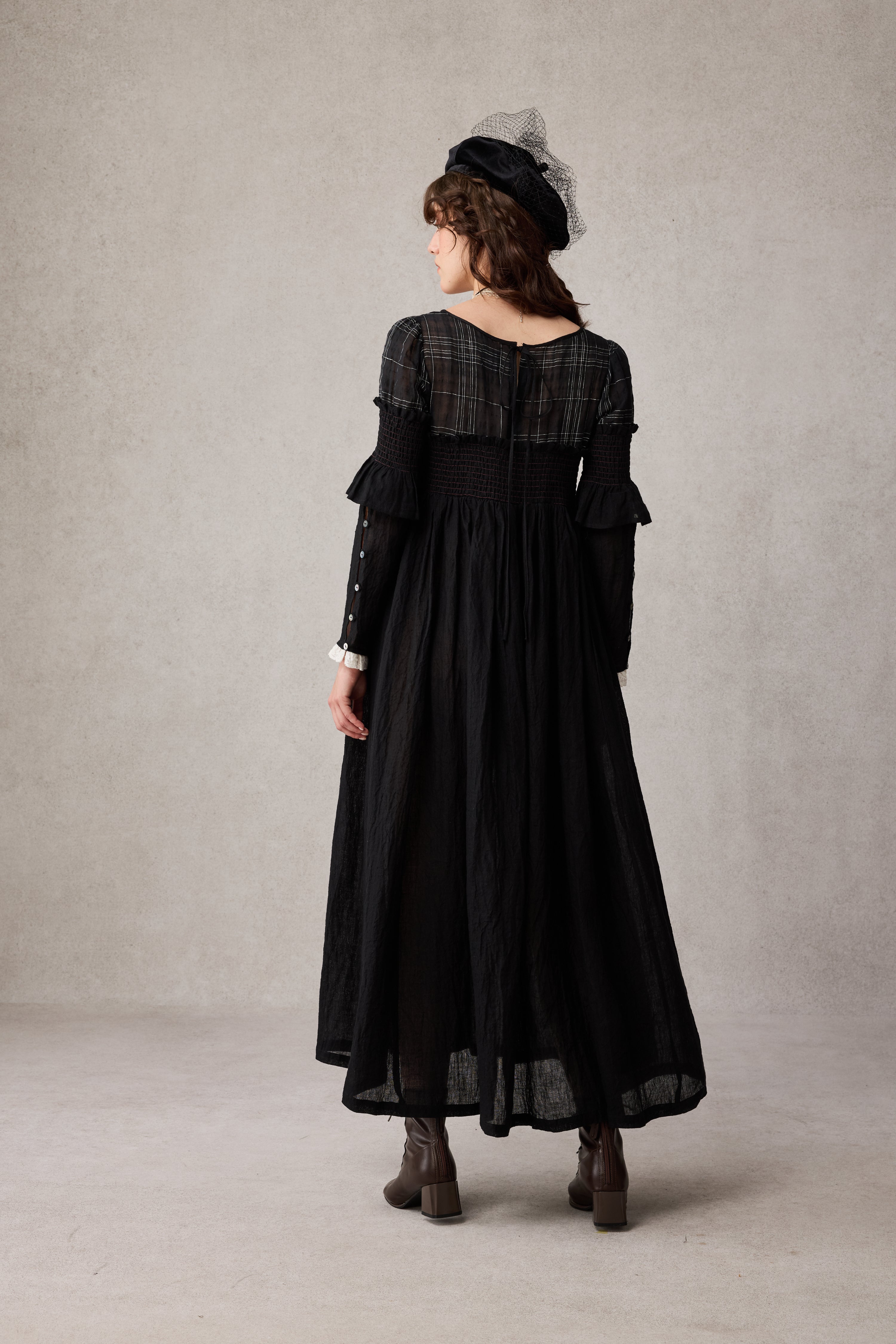 新品 Todayful Linen Gather Gown Queena 22 | Empired Maxi linen dress – Linennaive