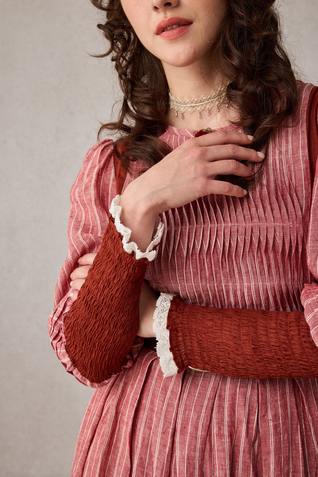 Eliana 15 | Pintucked Patchwork Linen Dress