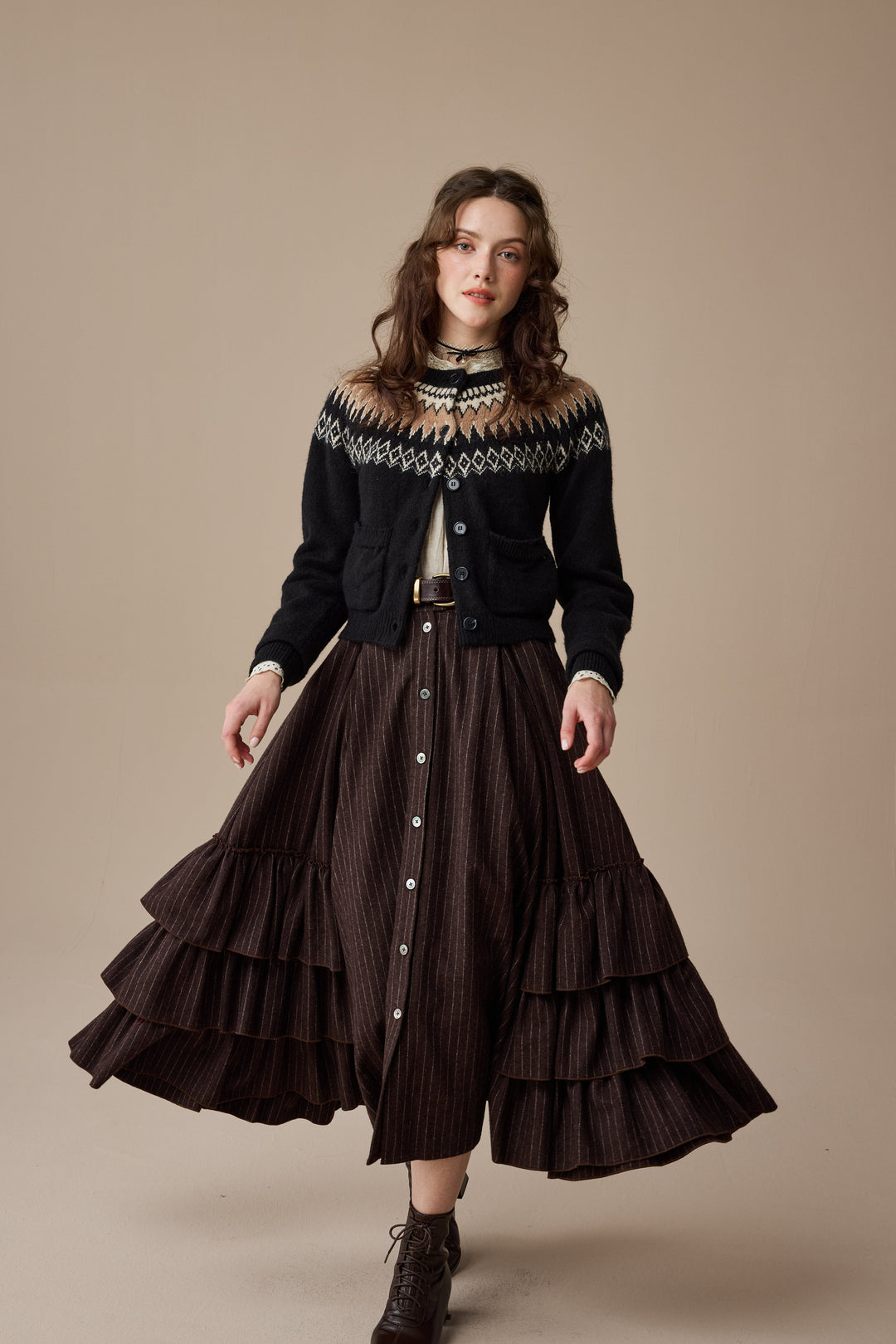 Kaite 18 |ruffled maxi wool skirt