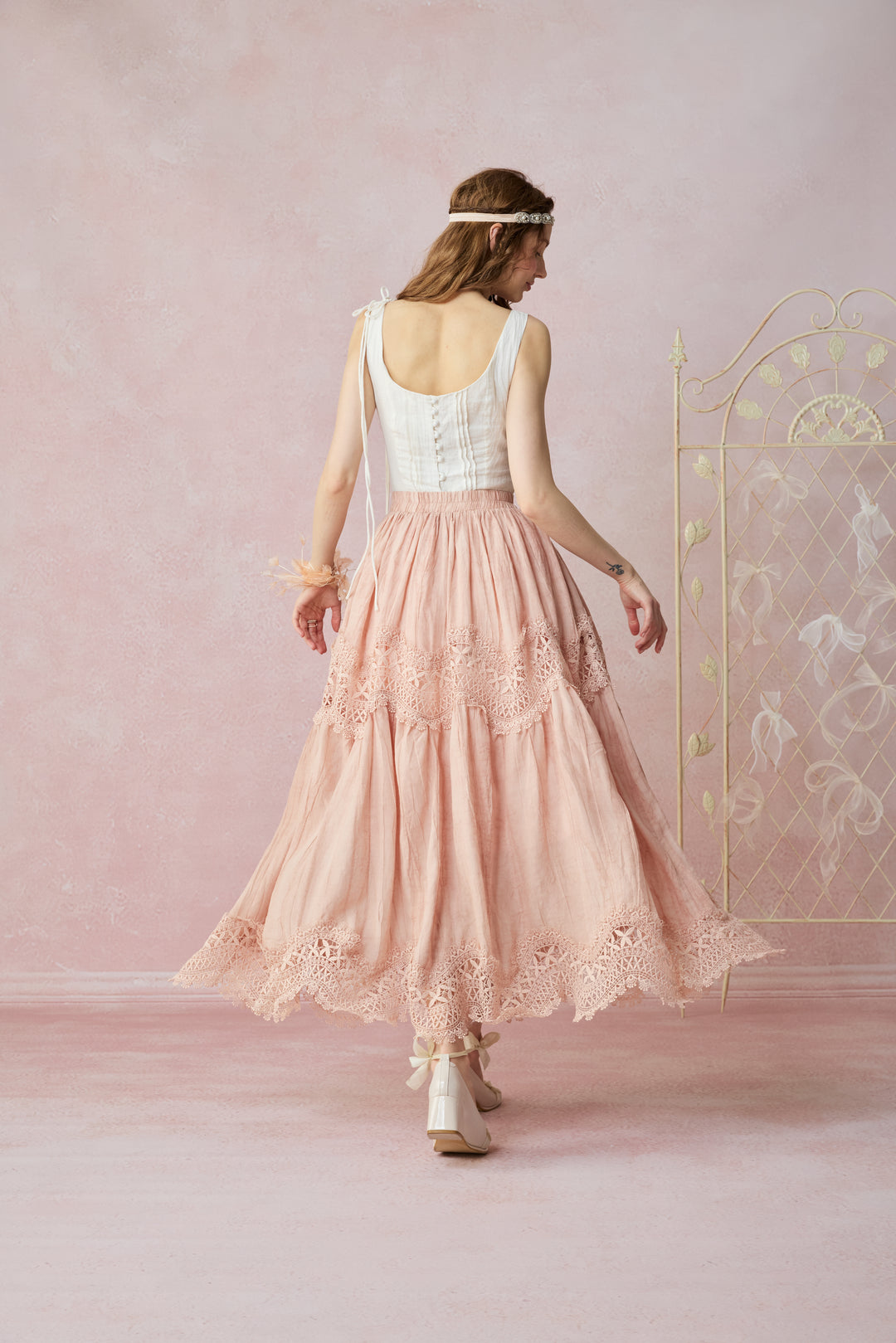 Moonstone 22 |Lace linen Maxi skirt