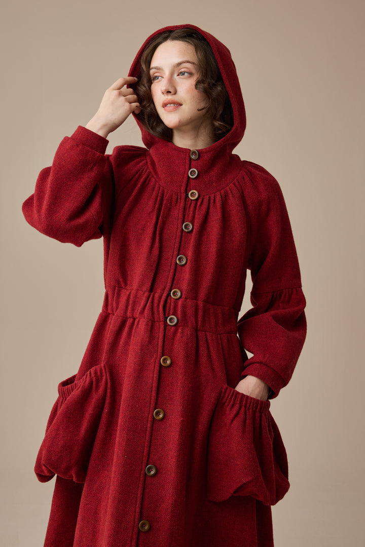 Melissa 28 |100% Wool Hooded Coat