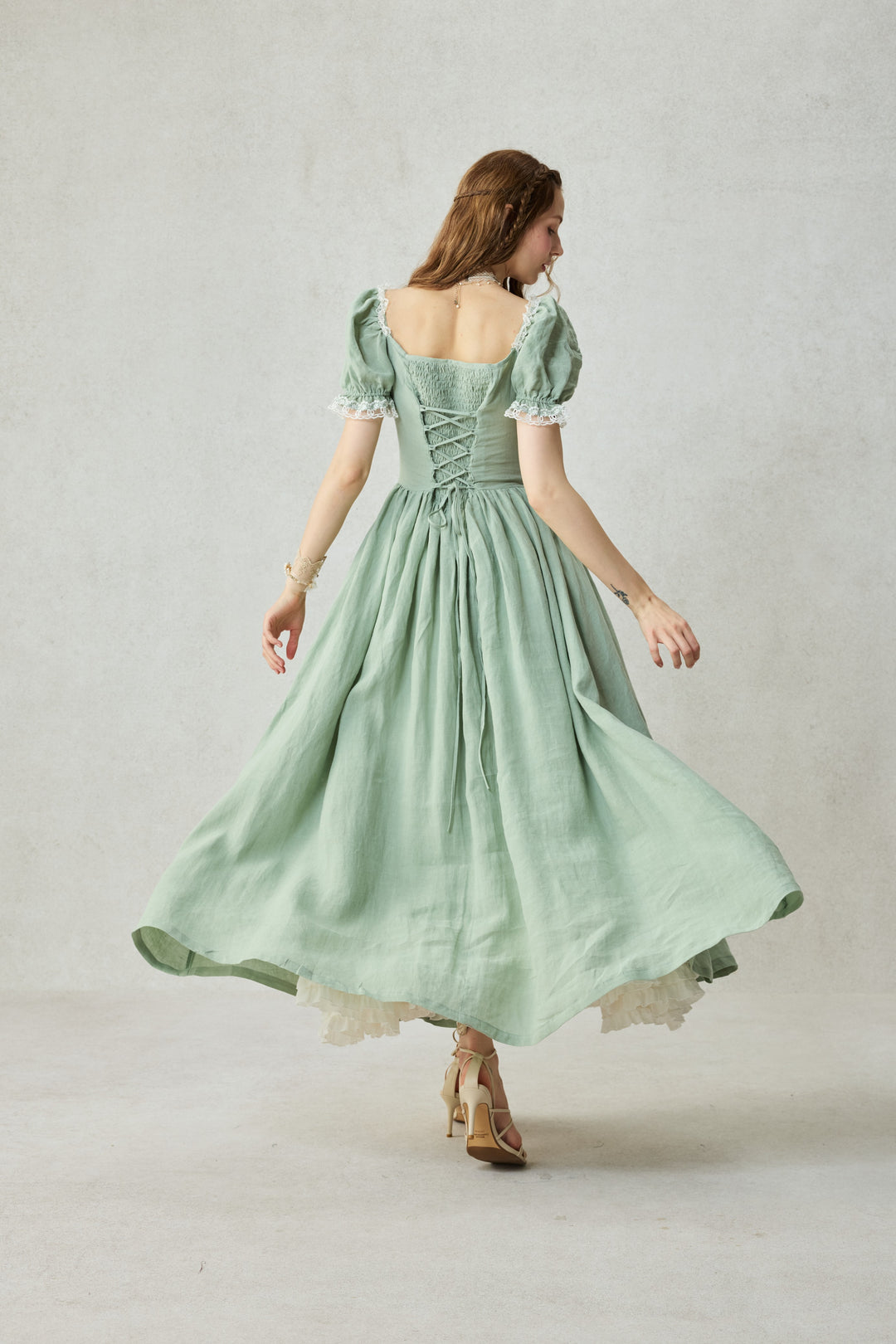 Monet Haze 26 | Fairy layered Linen Dress with pintucks