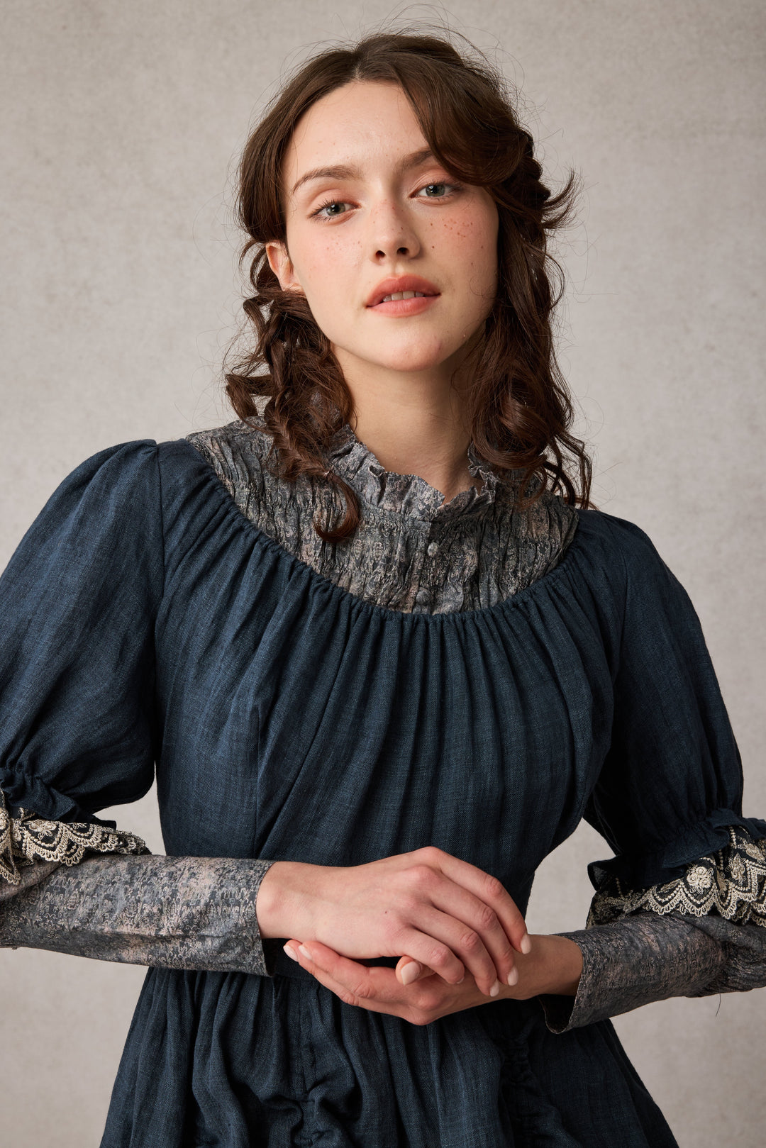 Elowen 27 | Lace Linen dress gown ( 2 way to wear )