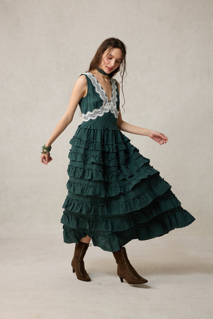 Nolita 28 |Lace & Linen Dress Gown （With Gift scarf)